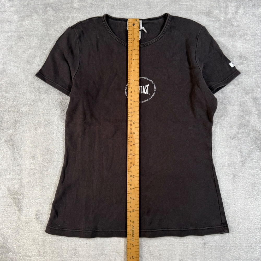 Everlast Shirt Womens Medium Black Vintage Y2K Ribbed Slim Fit Boxing Babby Tee - Picture 8 of 11